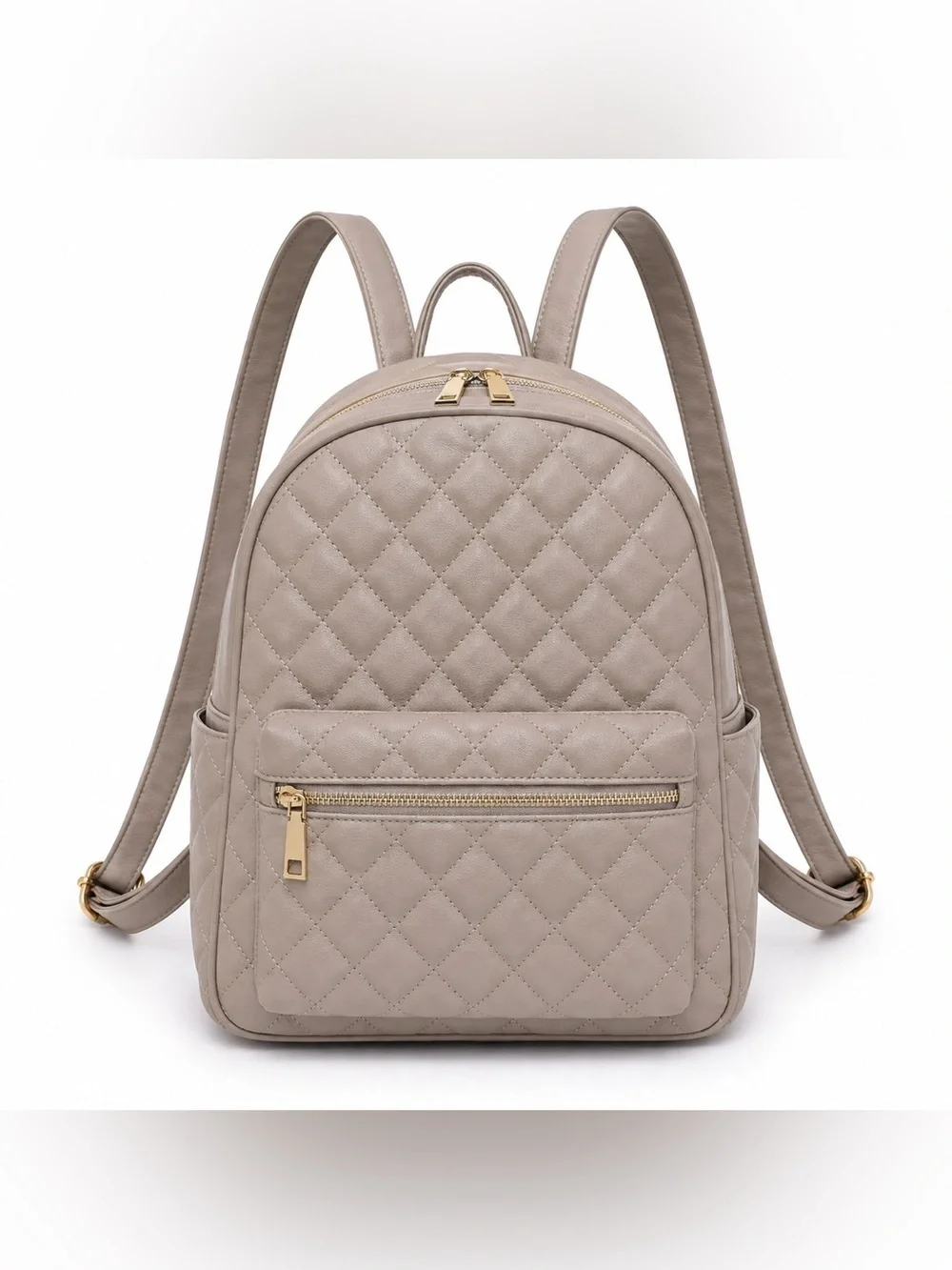Taupe Quilted Vegan Leather Backpack Gold Hardware NWT